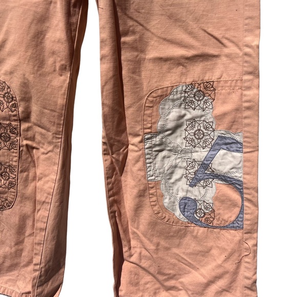 Danang da-nang peach embroidered y2k pants small s - Picture 7 of 8